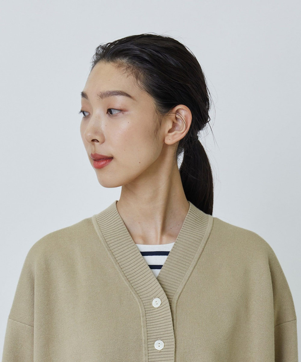 LOISIR コットン接結編みショートカーディガン ベージュ