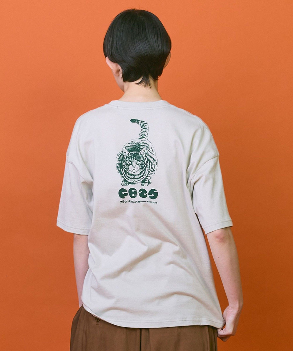 FRAPBOIS 25CATS-Tシャツ グレイッシュベージュ