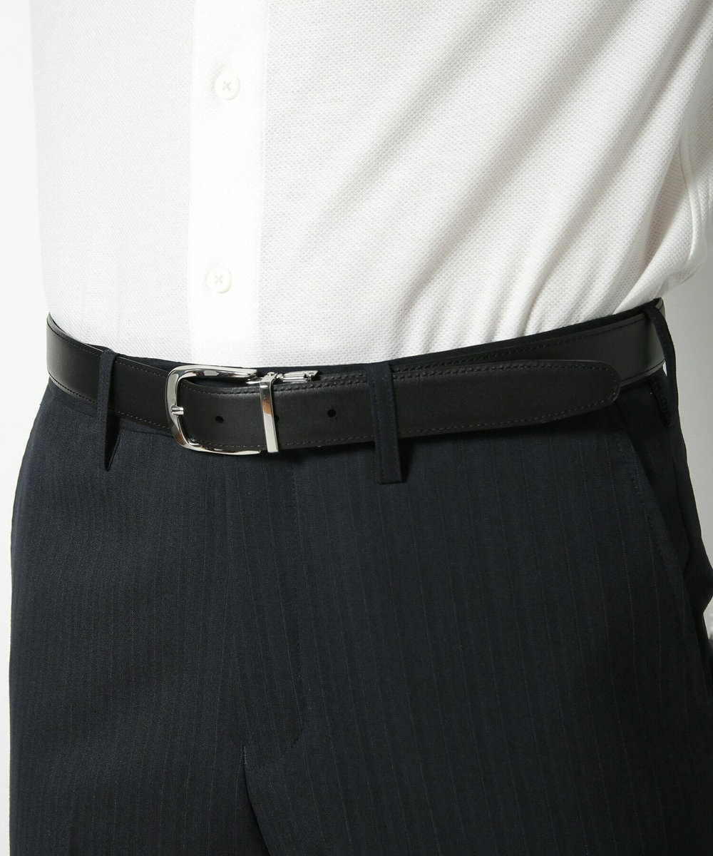 MEN'S BIGI アドバンレザーリバーシブルドレスベルト ネイビー
