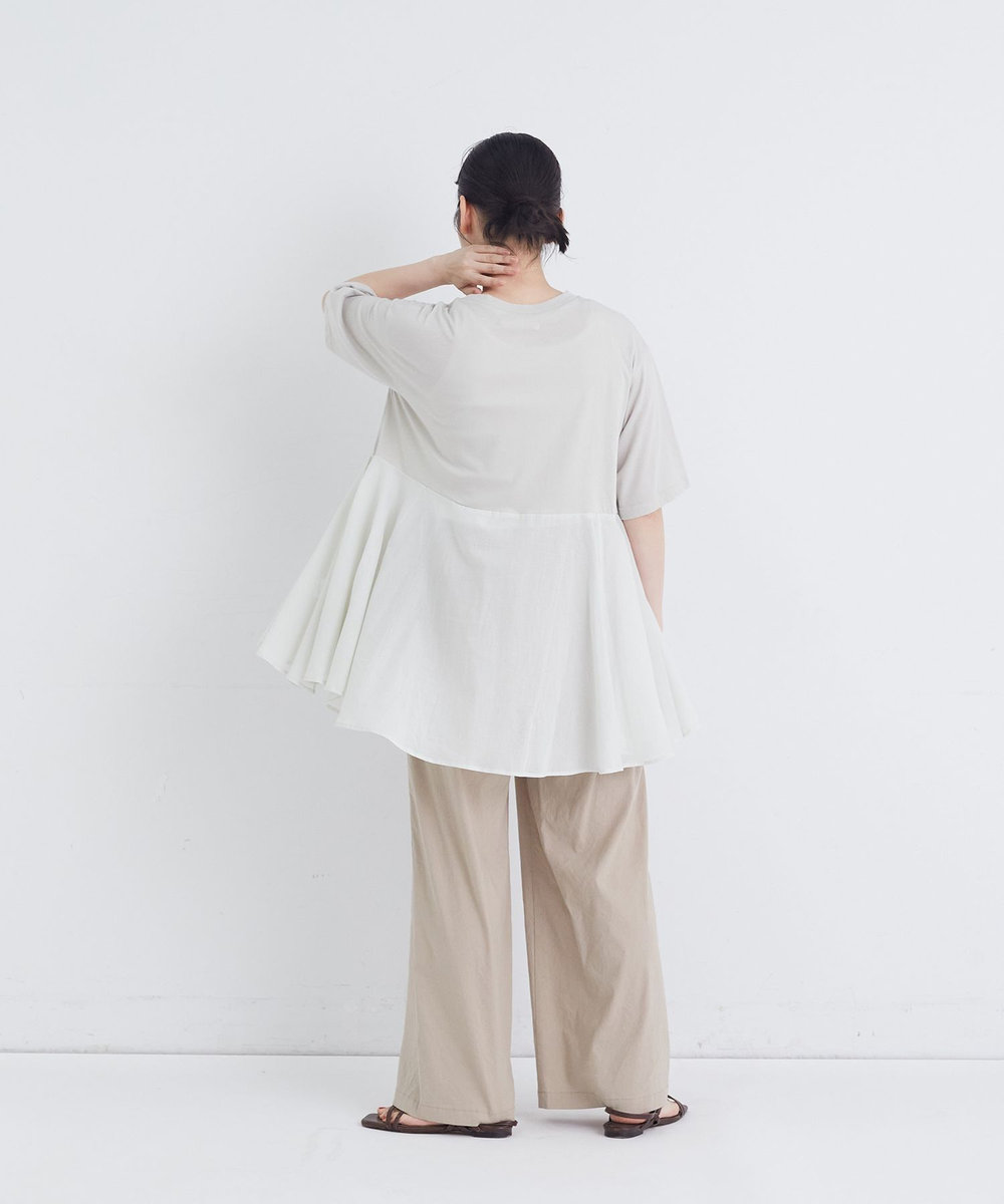 congés payés ADIEU TRISTESSE 【FAVE】インドコットン×カットソーTシャツ ライトグレー