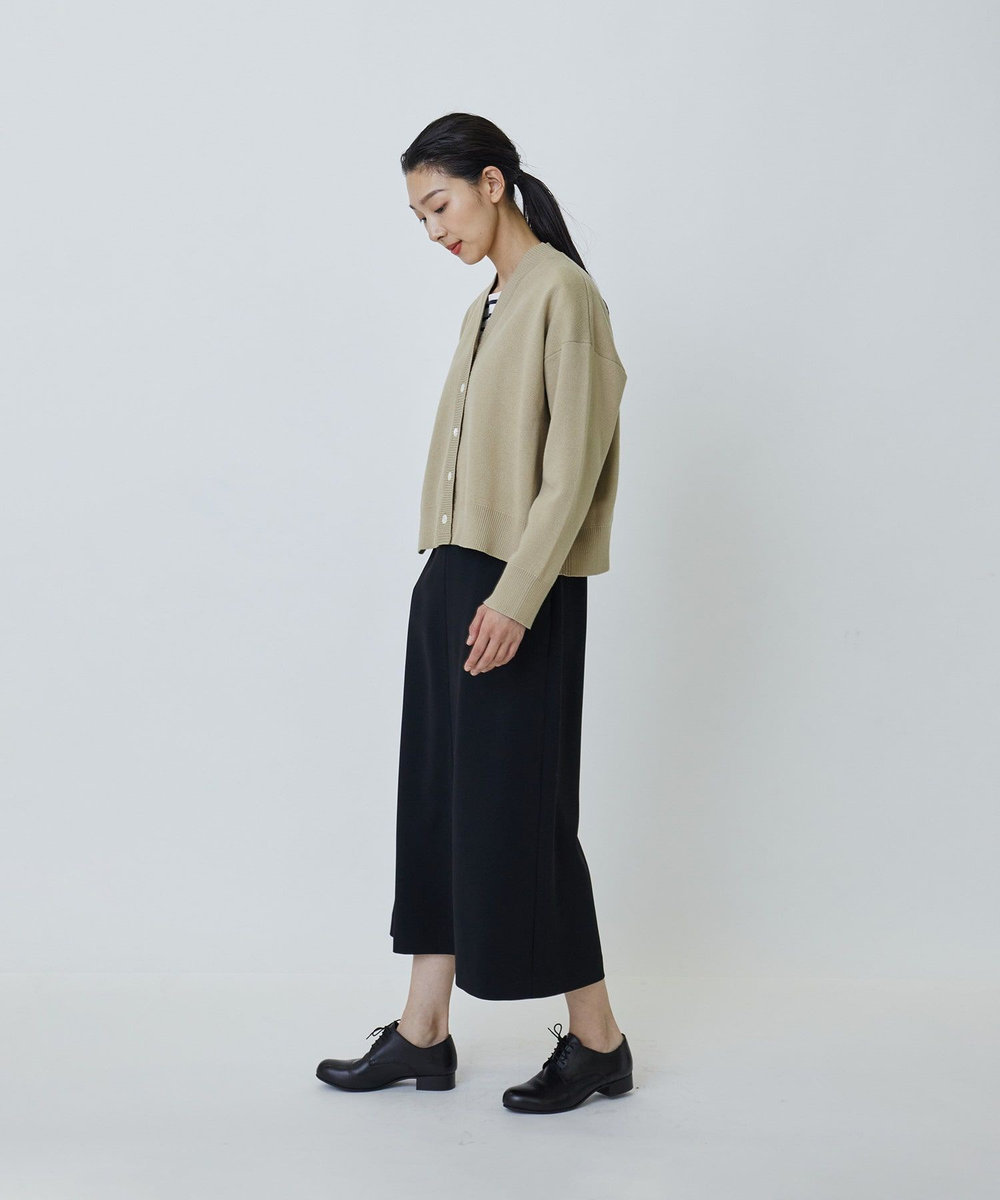 LOISIR コットン接結編みショートカーディガン ベージュ