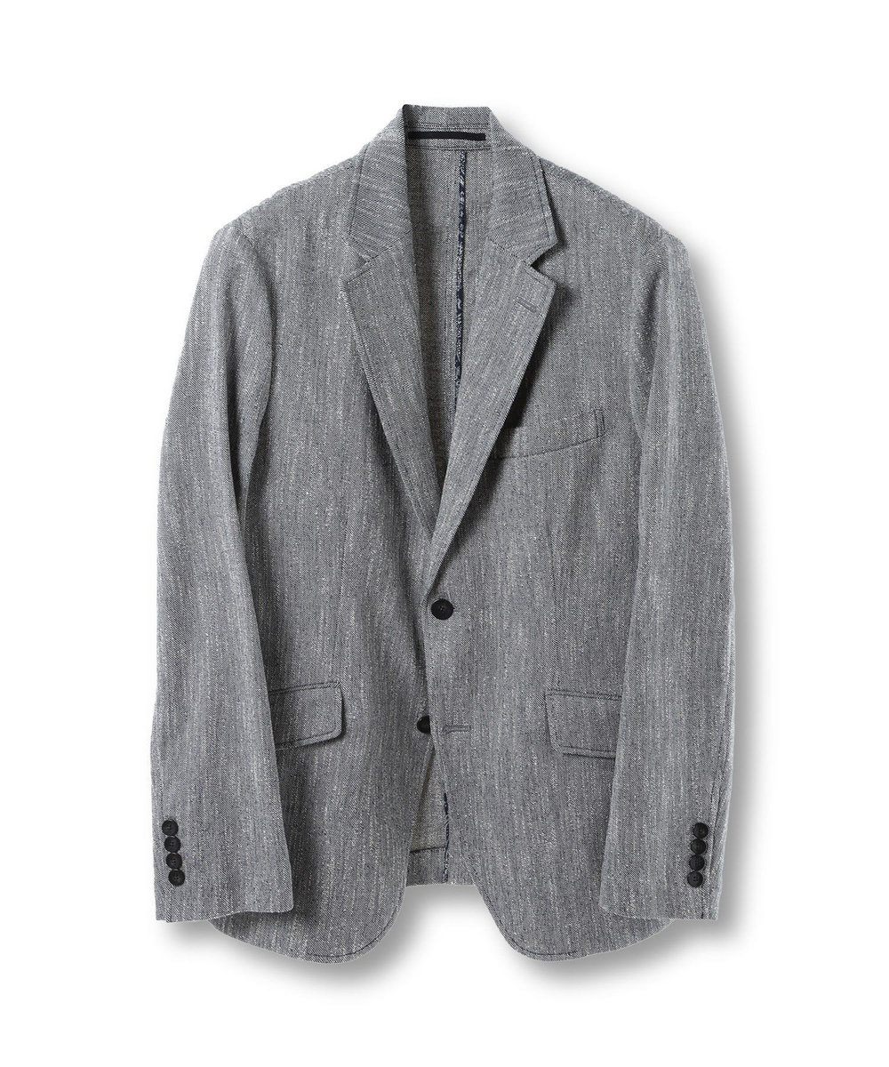 MEN'S BIGI リネン調スラブメランジジャケット ネイビー
