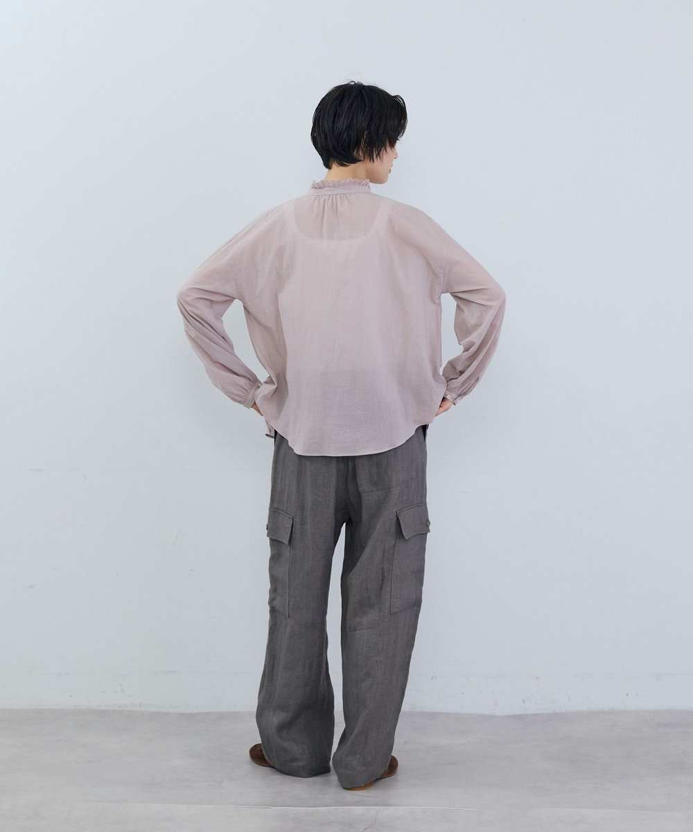 ADIEU TRISTESSE コットンタックフリルカラーブラウス ピンク