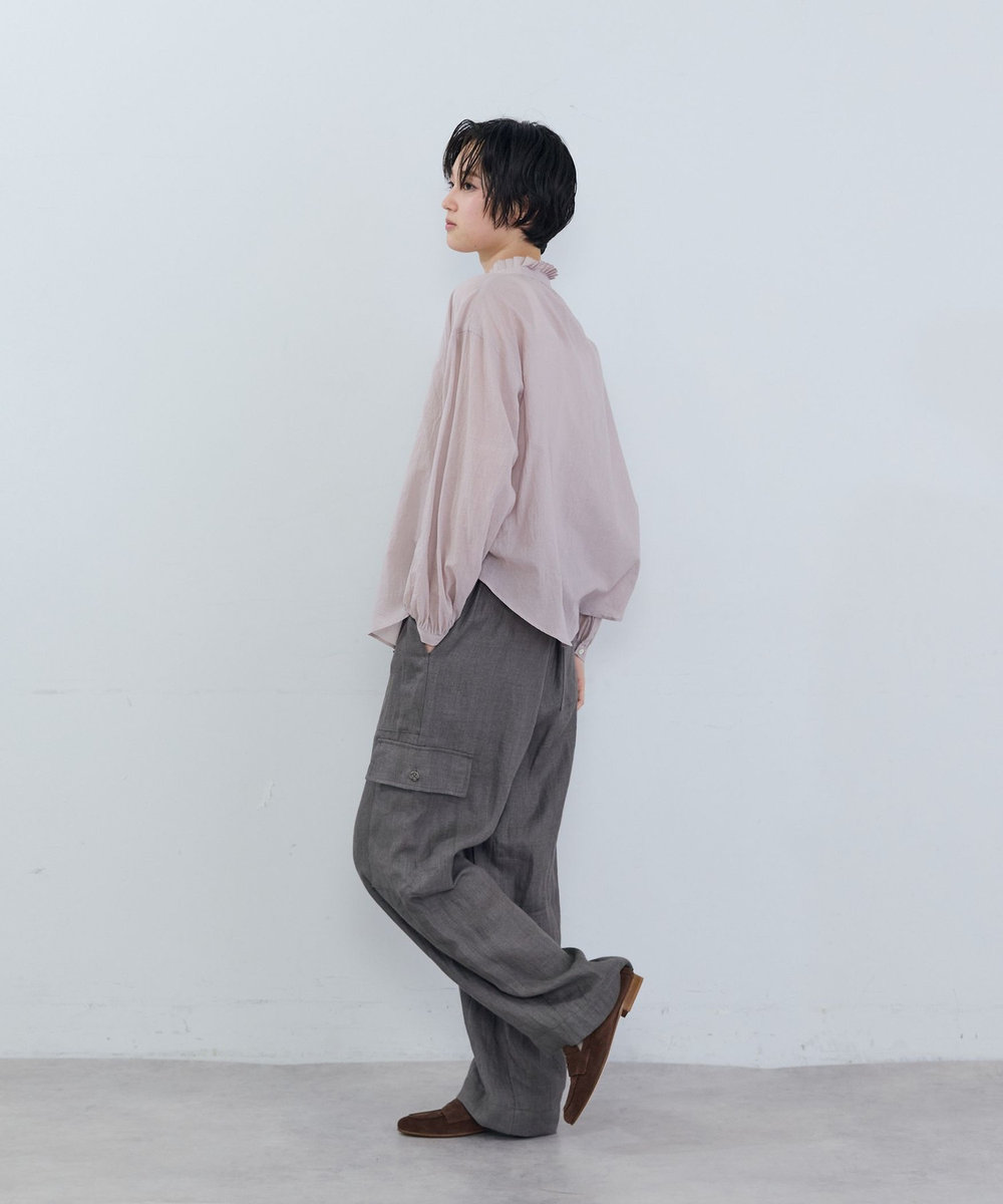 ADIEU TRISTESSE コットンタックフリルカラーブラウス ピンク