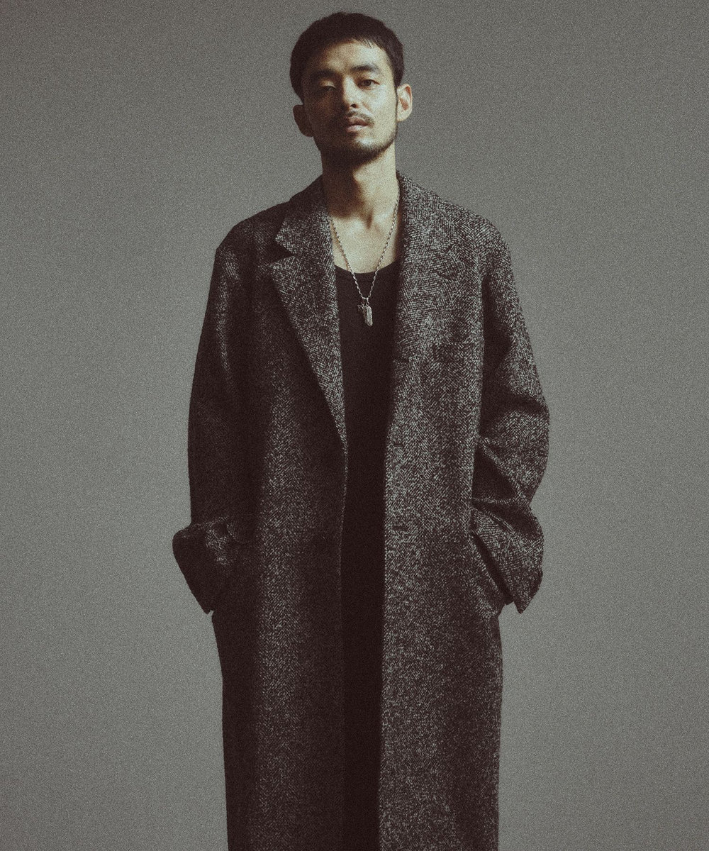 MEN'S BIGI 【BASED ON MEN'S BIGI HERITAGE】ヘリンボーン シングルチェスターコート ブラック系その他
