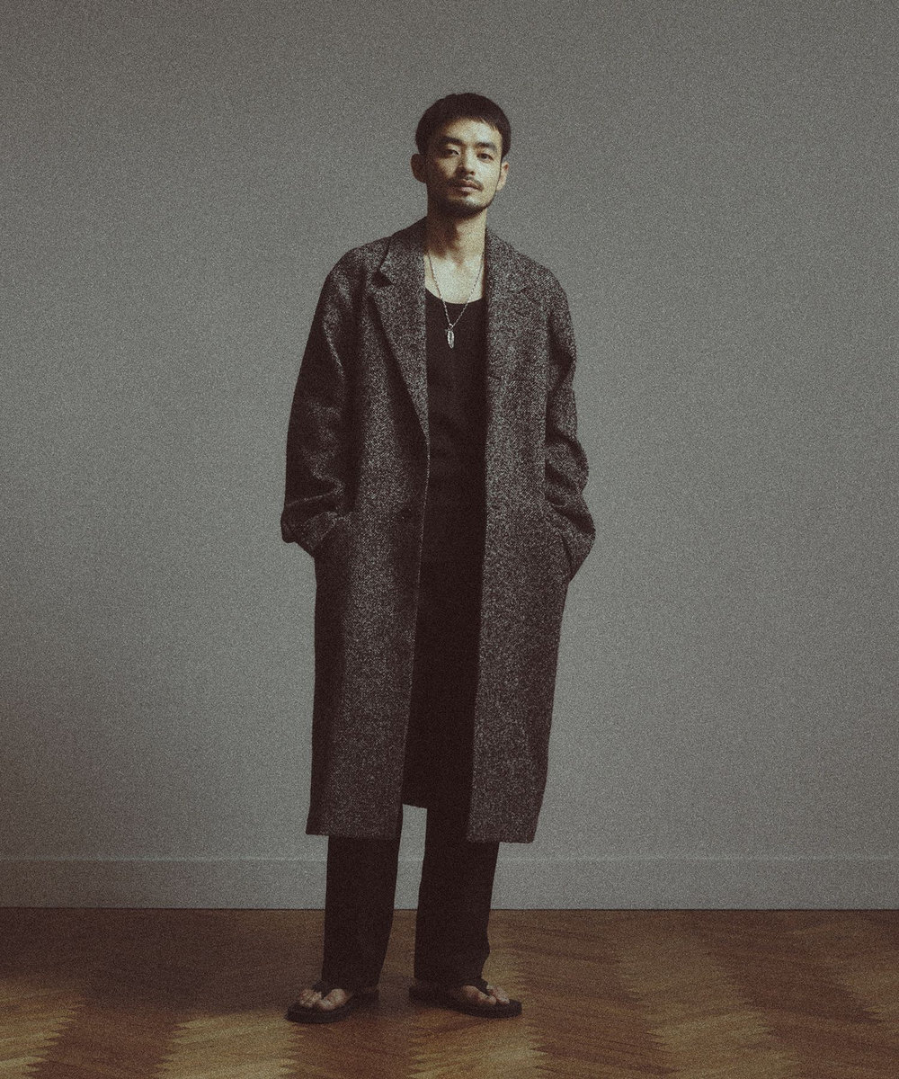 MEN'S BIGI 【BASED ON MEN'S BIGI HERITAGE】ヘリンボーン シングルチェスターコート ブラック系その他