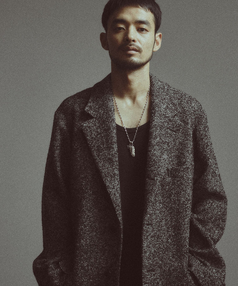 MEN'S BIGI 【BASED ON MEN'S BIGI HERITAGE】ヘリンボーン シングルチェスターコート ブラック系その他