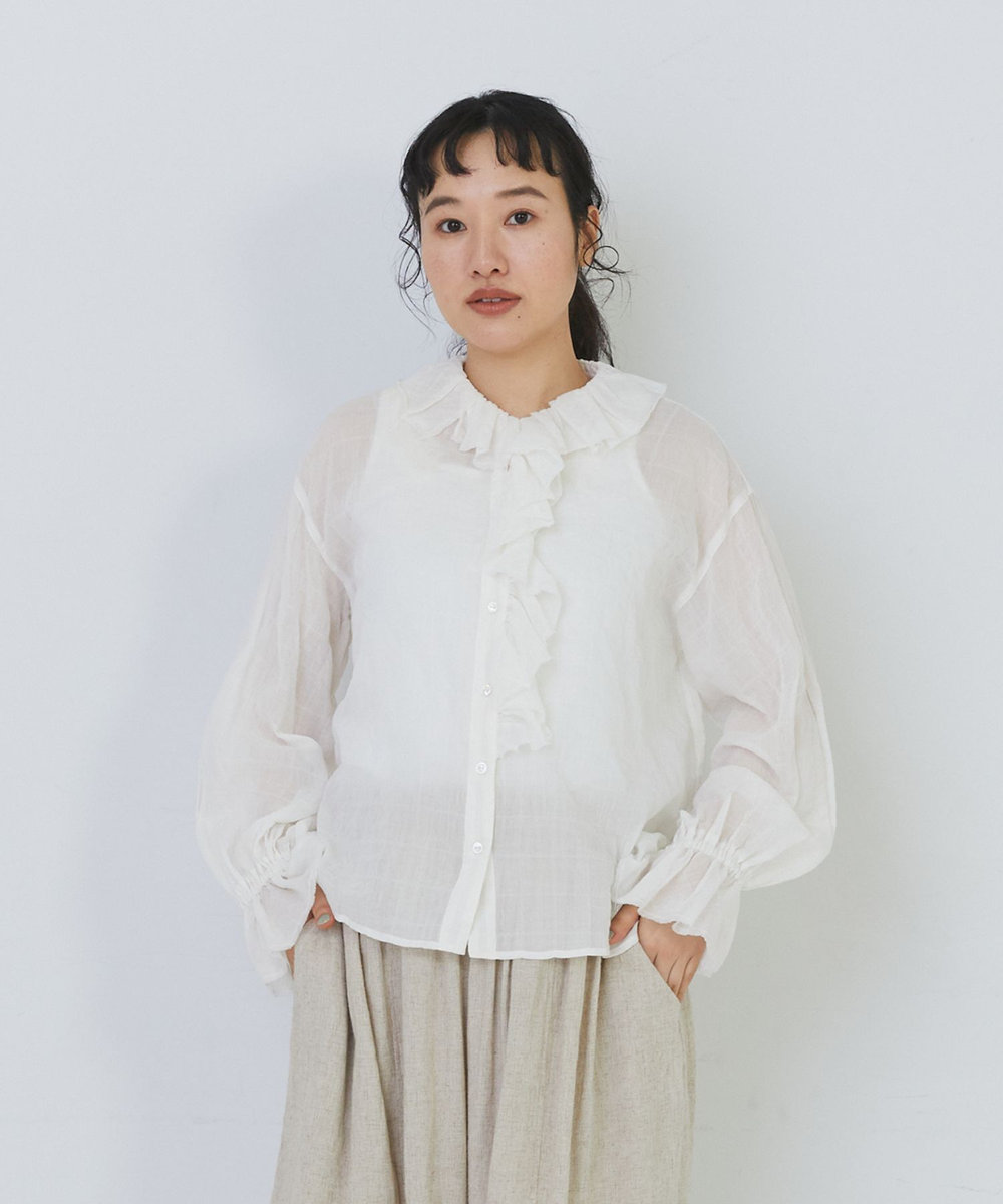 congés payés ADIEU TRISTESSE Kanocoさんコラボ　フリルブラウス オフホワイト