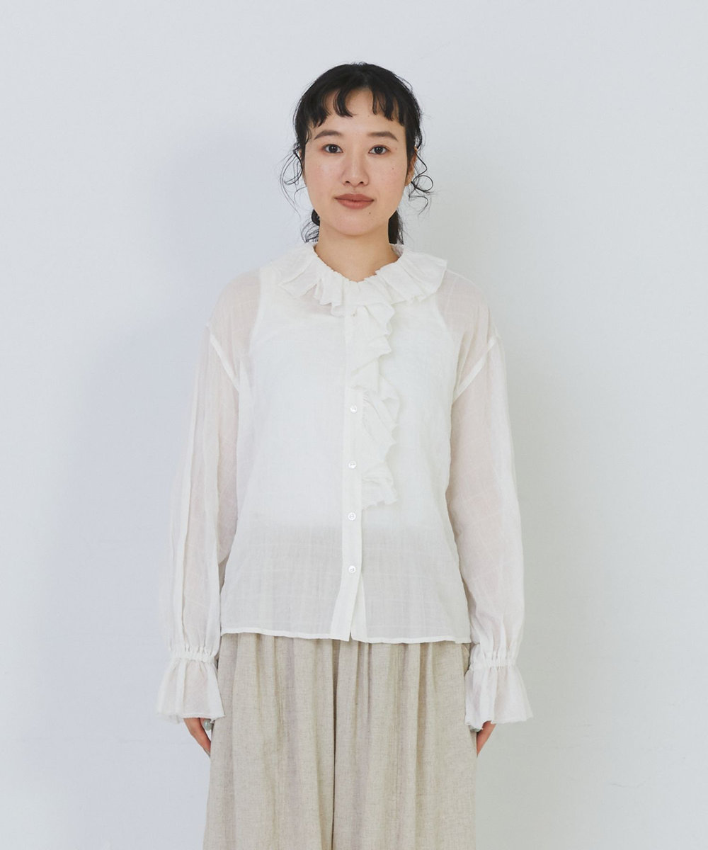 congés payés ADIEU TRISTESSE Kanocoさんコラボ　フリルブラウス オフホワイト