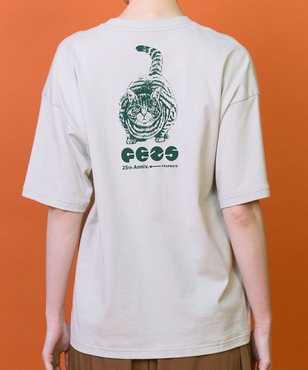 FRAPBOIS 25CATS-Tシャツ グレイッシュベージュ