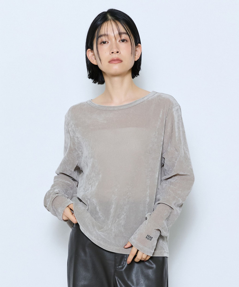 feerique feerique メッシュベロアプルオーバー ライトグレー