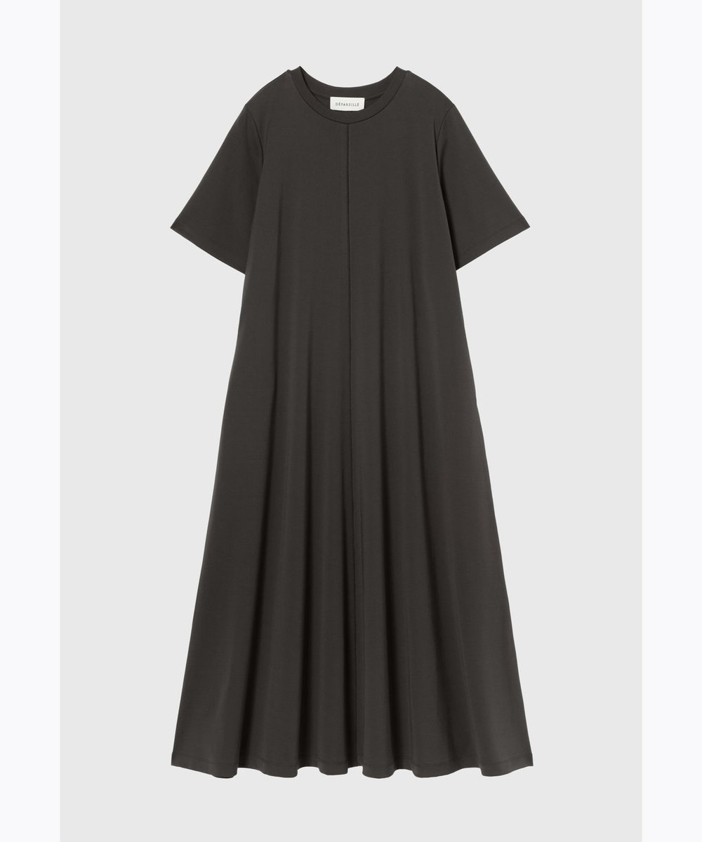 DÉPAREILLÉ SMOOTH JERSEY SHORT SLEEVE DRESS / スムースジャージーショートスリーブドレス ブラウン