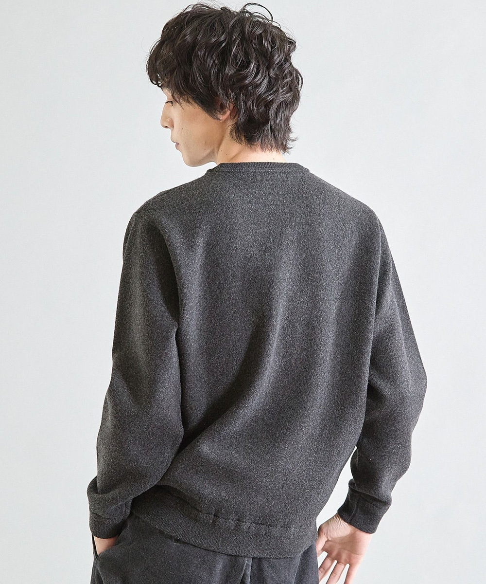 UNION STATION Wフェイス スフレヤーン ウォッシャブルニット チャコールグレー