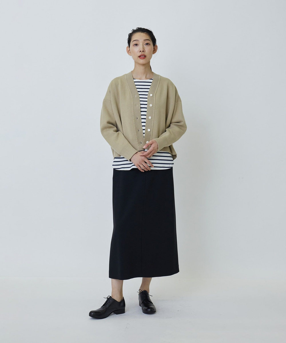 LOISIR コットン接結編みショートカーディガン ベージュ