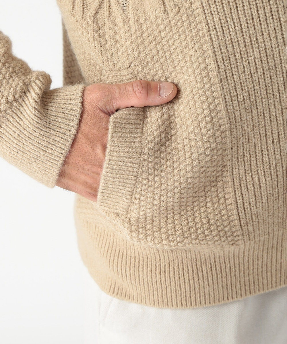 MEN'S BIGI ケーブルニットパーカー ベージュ