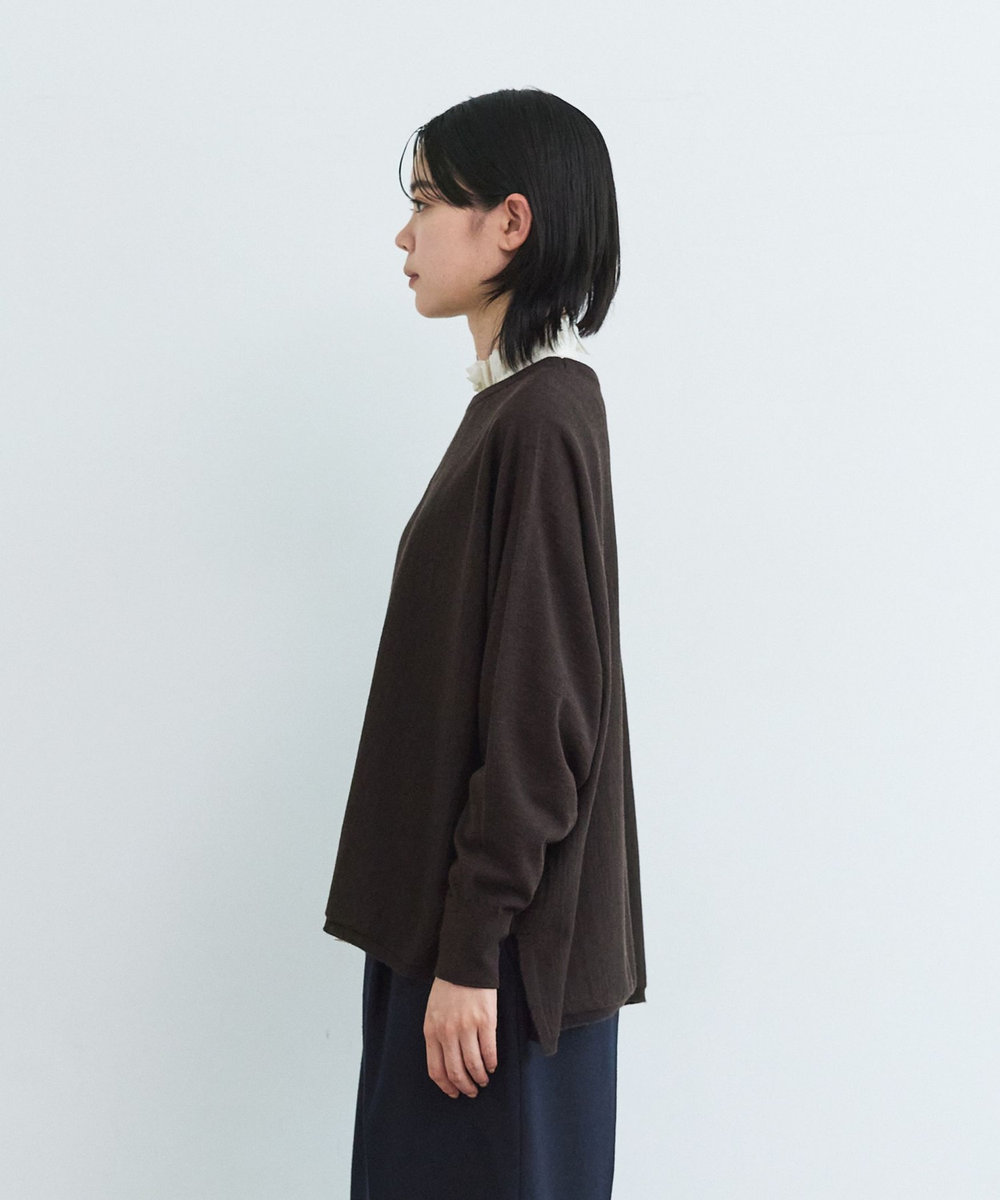 LOISIR ウール天竺ドルマンスリーブプルオーバー ダークブラウン