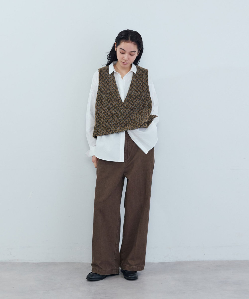 ADIEU TRISTESSE 刺繍入りシャツ ホワイト