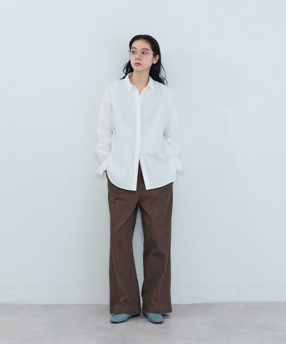 ADIEU TRISTESSE 刺繍入りシャツ ホワイト