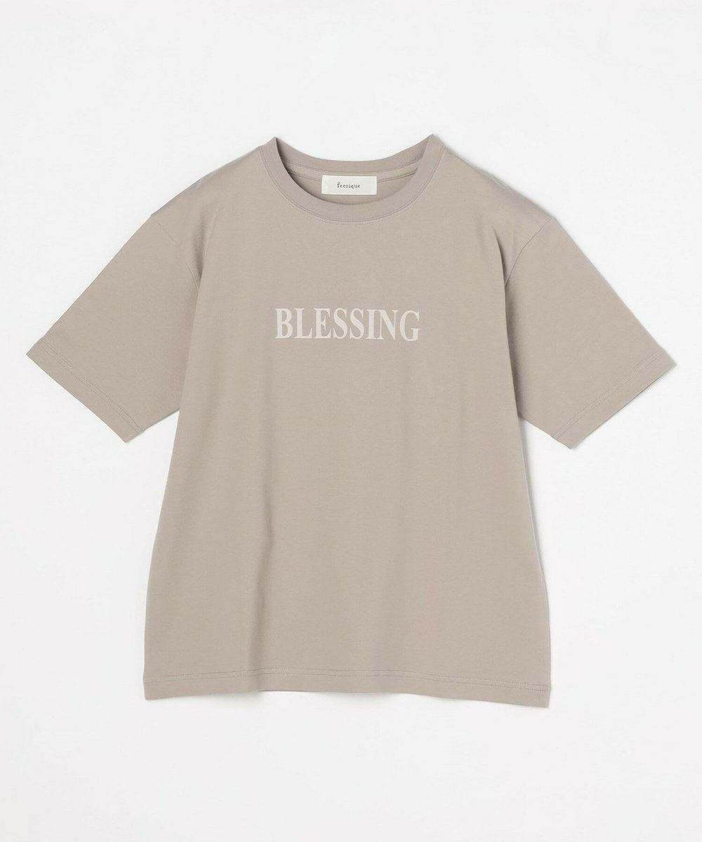 feerique feerique ロゴプリントTシャツ グレイッシュベージュ