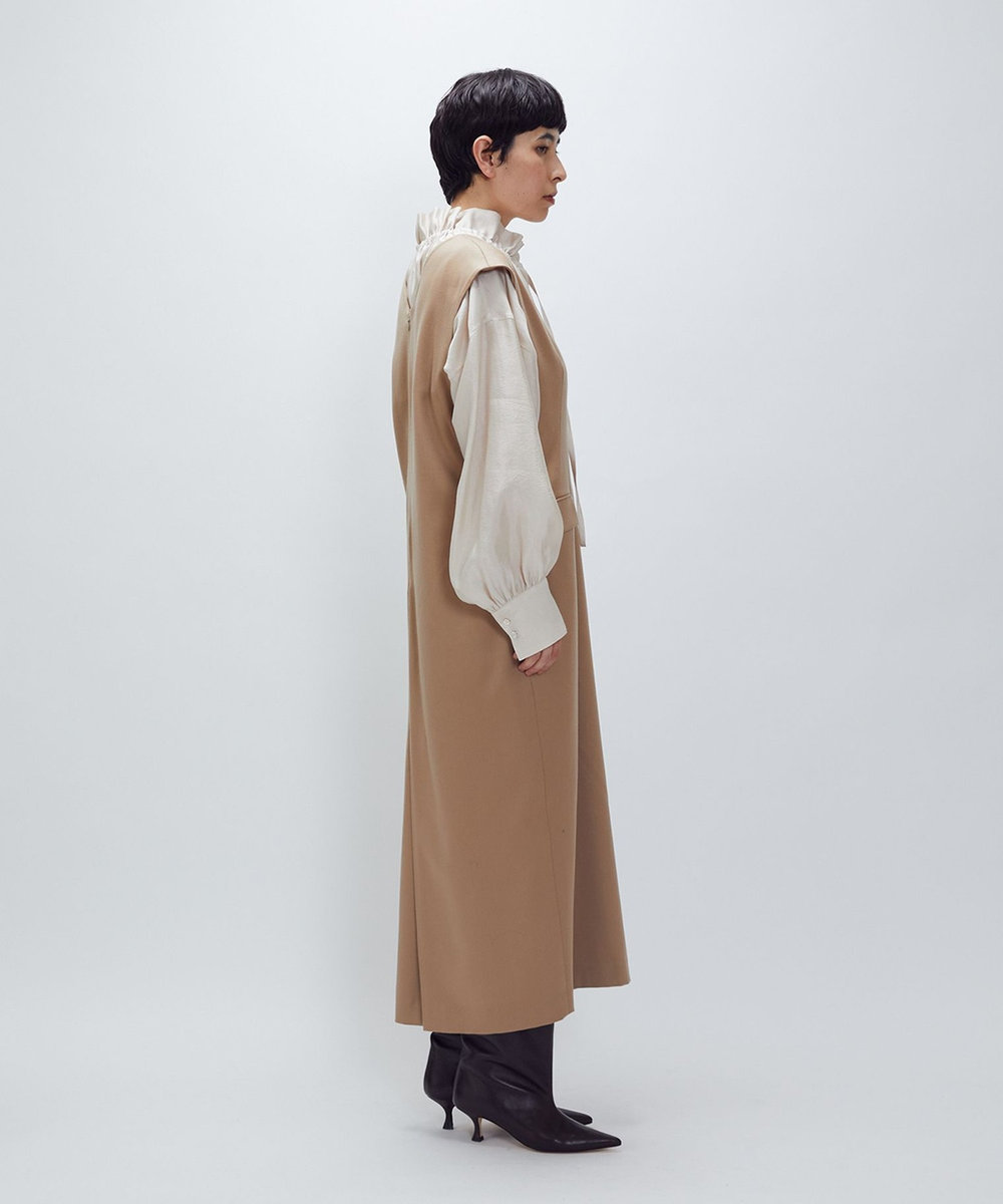 1er Arrondissement ウールサテンワンピース ベージュ