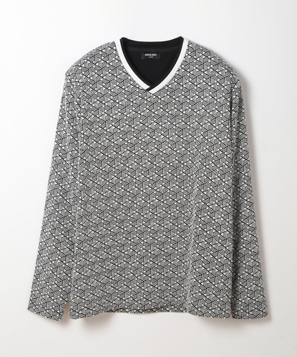 MEN'S BIGI フクレジャカードロングＴシャツ ホワイト系その他