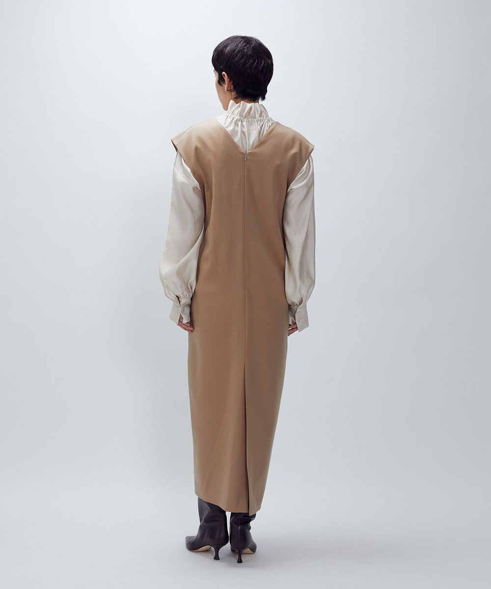 1er Arrondissement ウールサテンワンピース ベージュ
