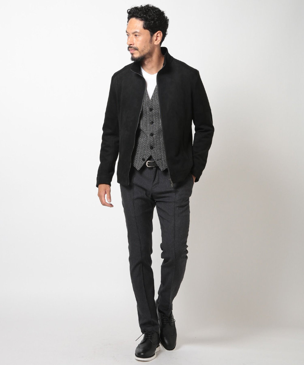 MEN'S BIGI フェイクスエードダンボールブルゾン ブラック
