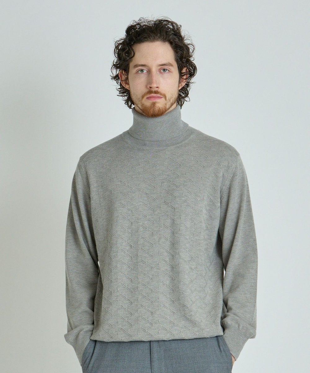 MEN'S BIGI 【ACTIVE TAILOR/アクティブテイラー】12Gジャカードタートルネックニット グレー