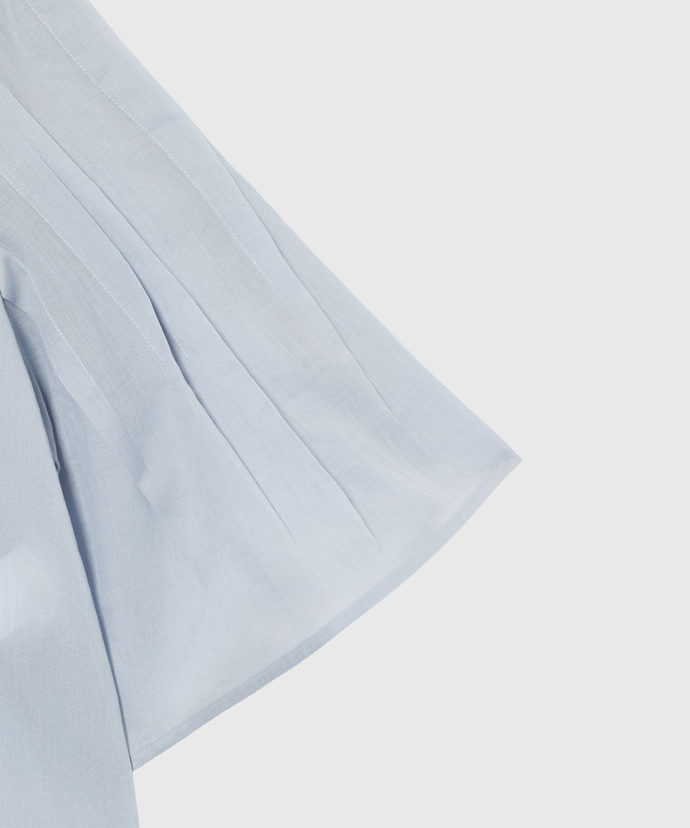 DÉPAREILLÉ 	RAMIE PLEATS SHORT SLEEVE BLOUSE / ラミープリーツショートスリーブブラウス サックスブルー
