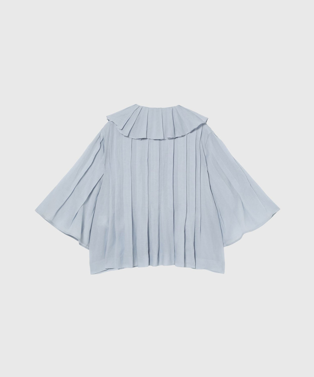 DÉPAREILLÉ 	RAMIE PLEATS SHORT SLEEVE BLOUSE / ラミープリーツショートスリーブブラウス サックスブルー