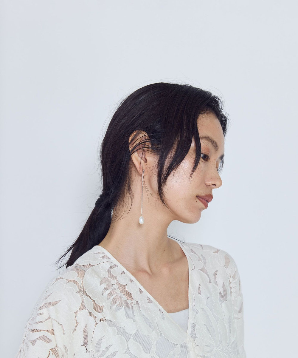 1er Arrondissement ＜YVETTE（イヴェット）＞スネークチェーンパールピアス(片耳) シルバー