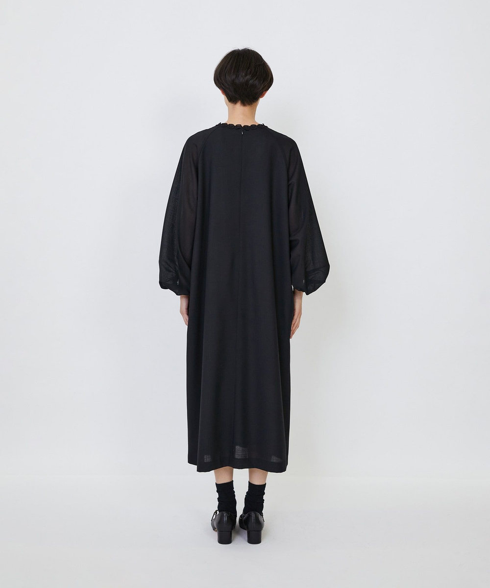 LOISIR 【MTサイズ有り】エステスウールケミカルレース使いワンピース ブラック