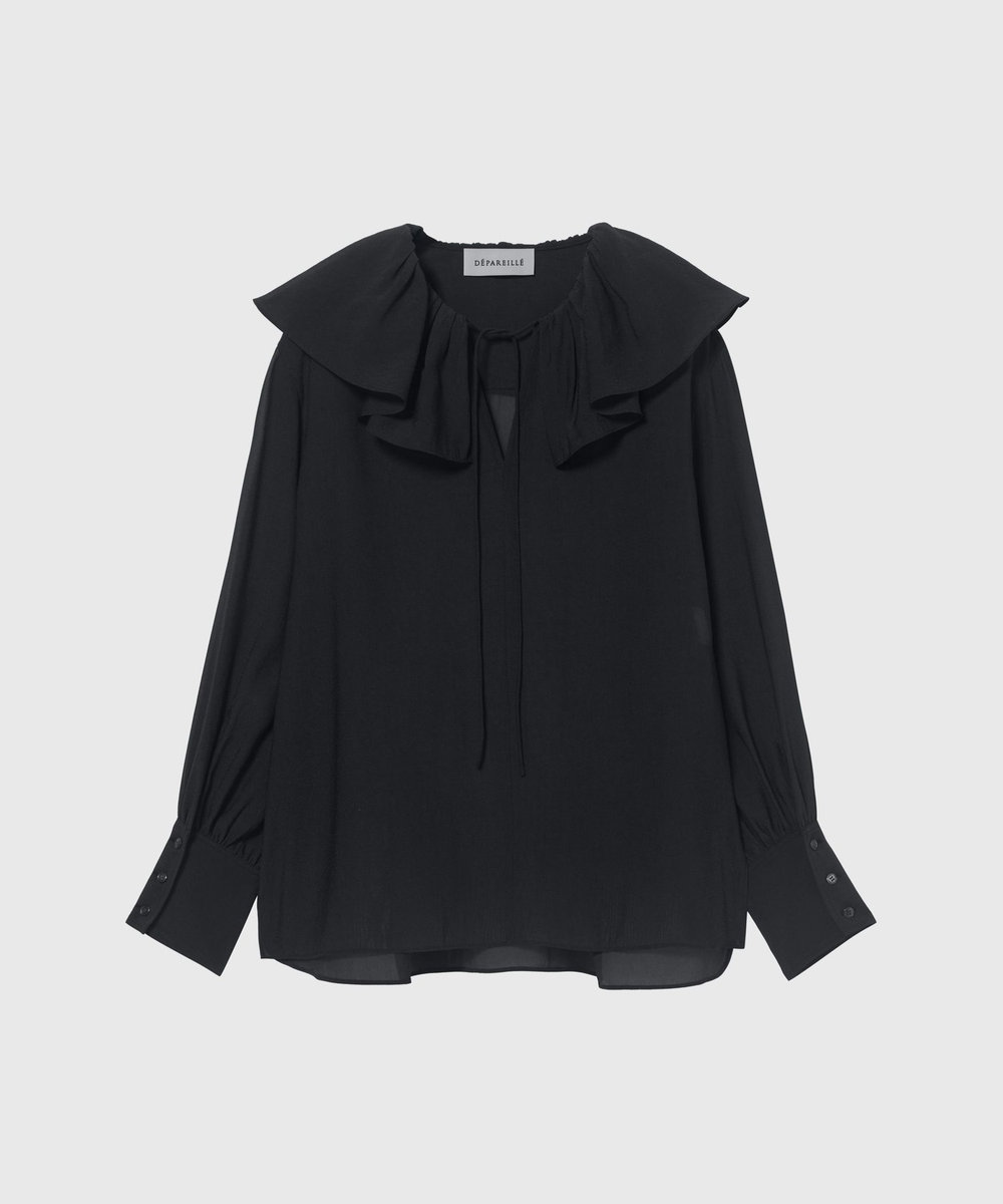 DÉPAREILLÉ SILKY RUFFLE BLOUSE / シルキーラッフルブラウス チャコールグレー