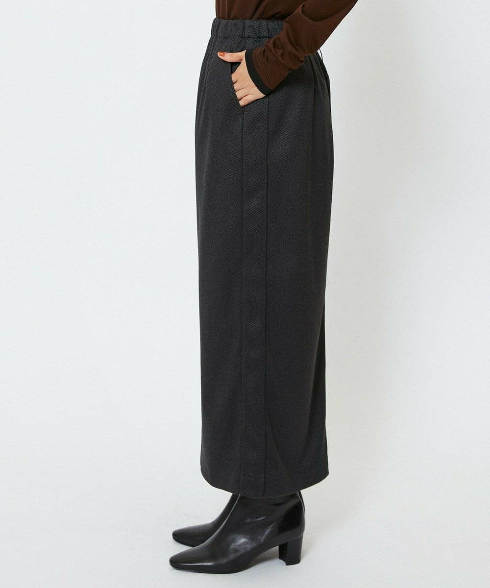 feerique feerique ウールライクニットツイルパイピングスカート チャコールグレー