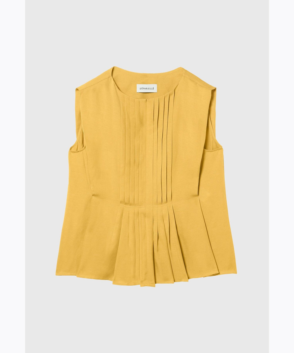 DÉPAREILLÉ TWILL WASHER TUCK NO SLEEVE BLOUSE / ツイルワッシャータックノースリーブブラウス イエロー
