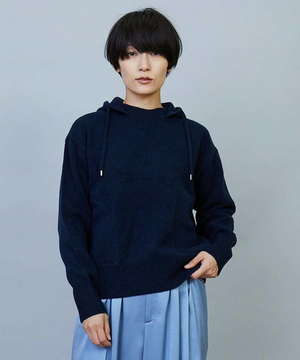 MOGA ANNUAL×MOGA　ウールカシミヤニットパーカー ネイビー