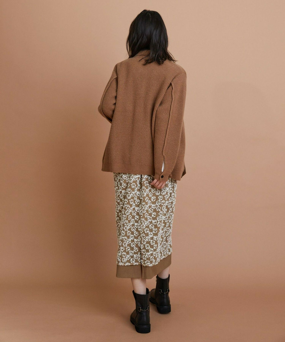 L'EQUIPE フラワーチュール刺繍スカート ベージュ