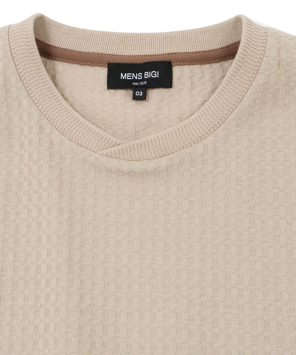 MEN'S BIGI リンクスジャカード半袖カットソー マスタード