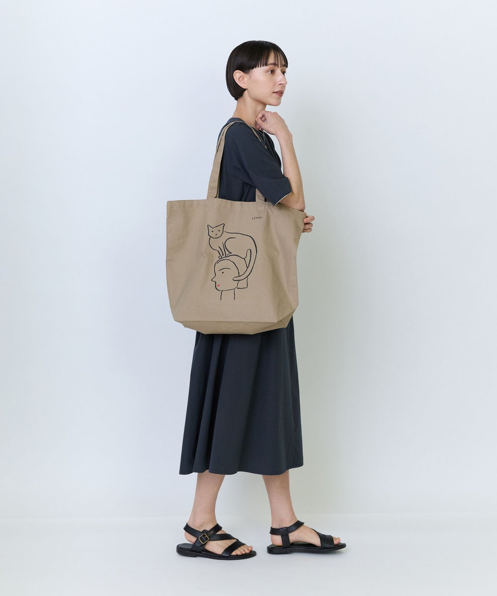 LOISIR 【アーティストコラボ】LOISIR×塩川いづみ イラストプリントトートバッグ ベージュ