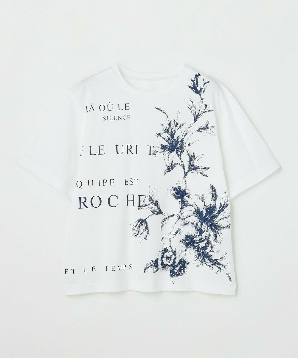 L'EQUIPE 60/2シルケット天竺フラワーロゴプリントTシャツ オフホワイト