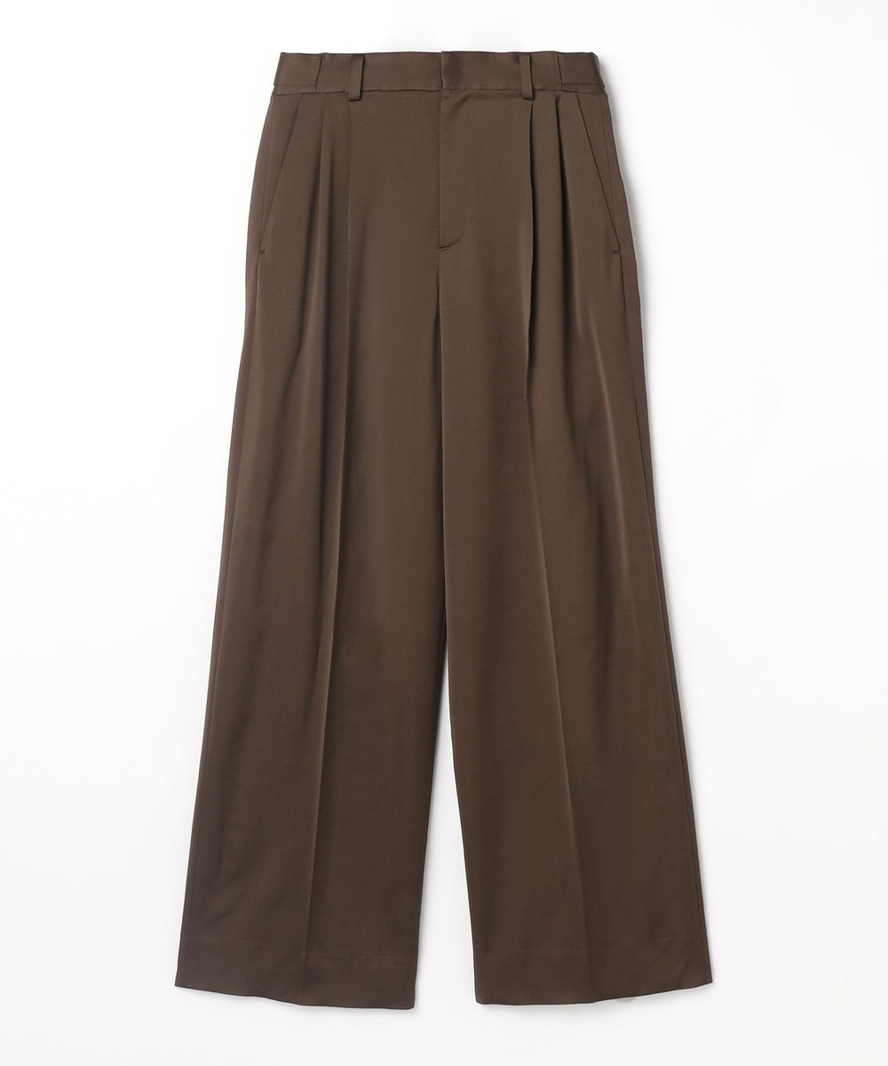 DÉPAREILLÉ WOOL SATIN TUCK PANTS / ウールサテンタックパンツ ブラウン