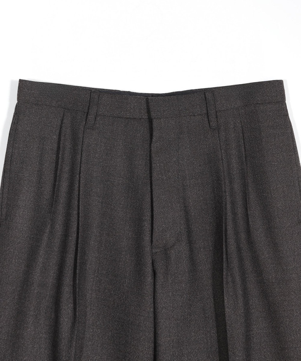 MEN'S BIGI メランジウール 2タックテーパードワイドパンツ ブラウン