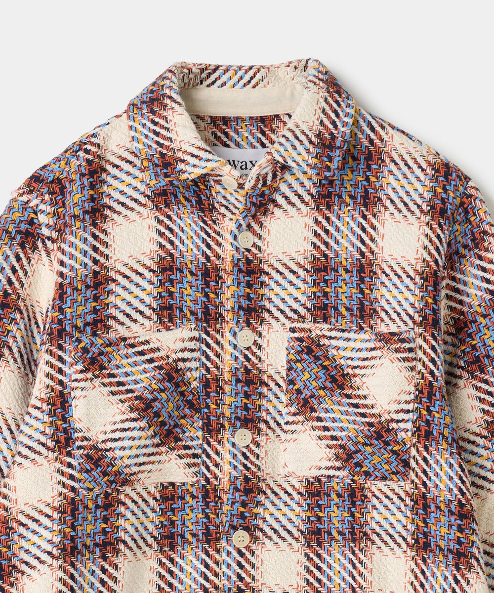 MEN'S BIGI wax london Whiting Ecru And Multicolour Bold Check Overshirt キナリ