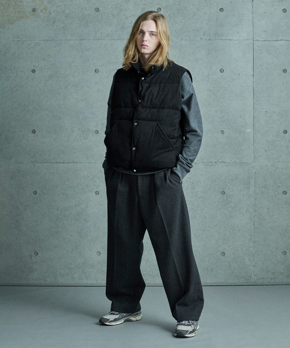 MEN'S BIGI フェイクスエード中綿ベスト ブラック