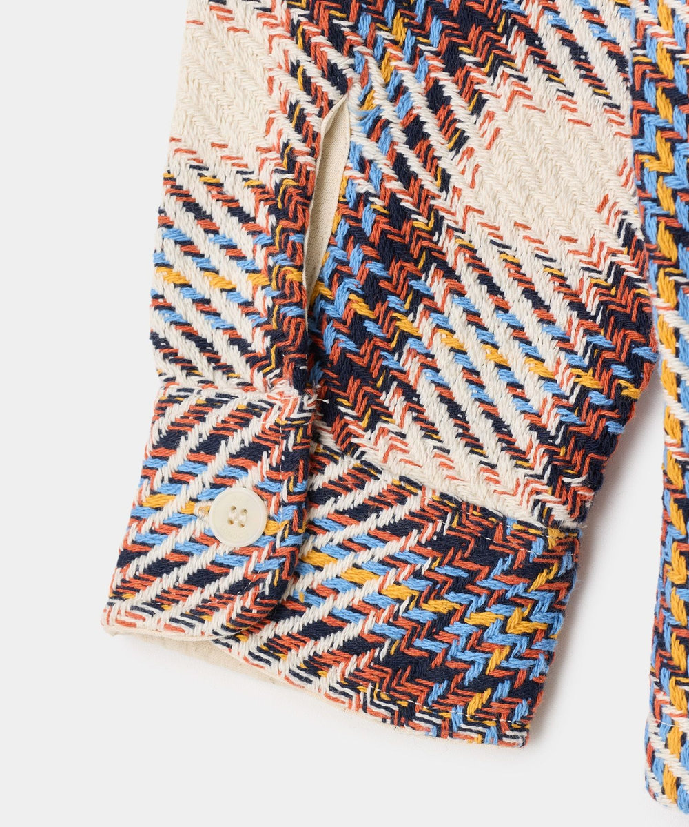 MEN'S BIGI wax london Whiting Ecru And Multicolour Bold Check Overshirt キナリ