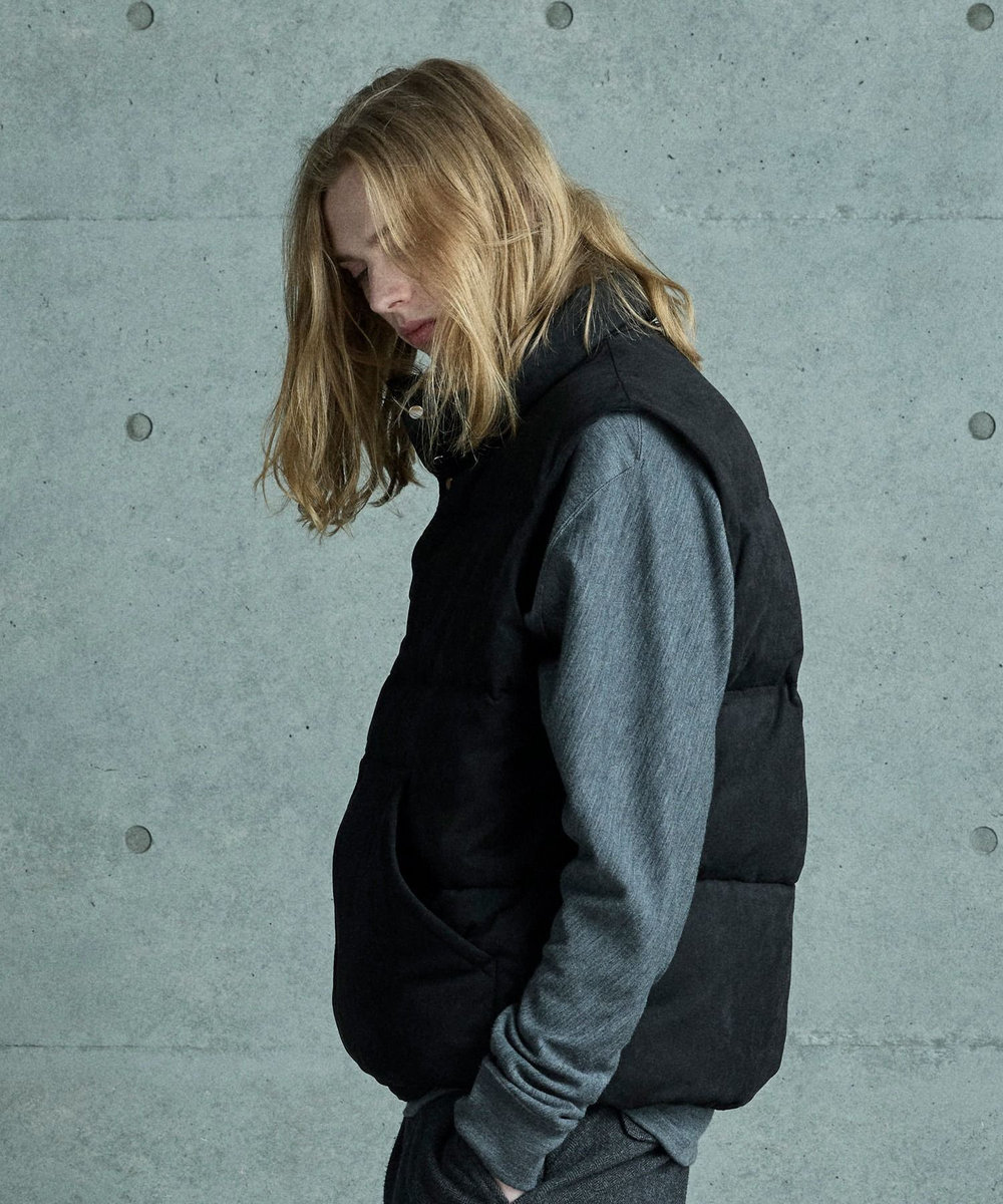 MEN'S BIGI フェイクスエード中綿ベスト ブラック