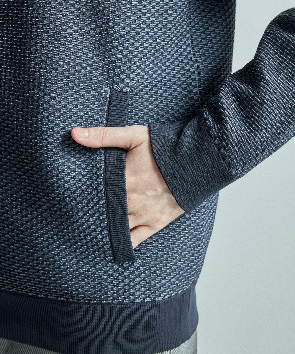 MEN'S BIGI ハニカムニット ジップパーカー ネイビー