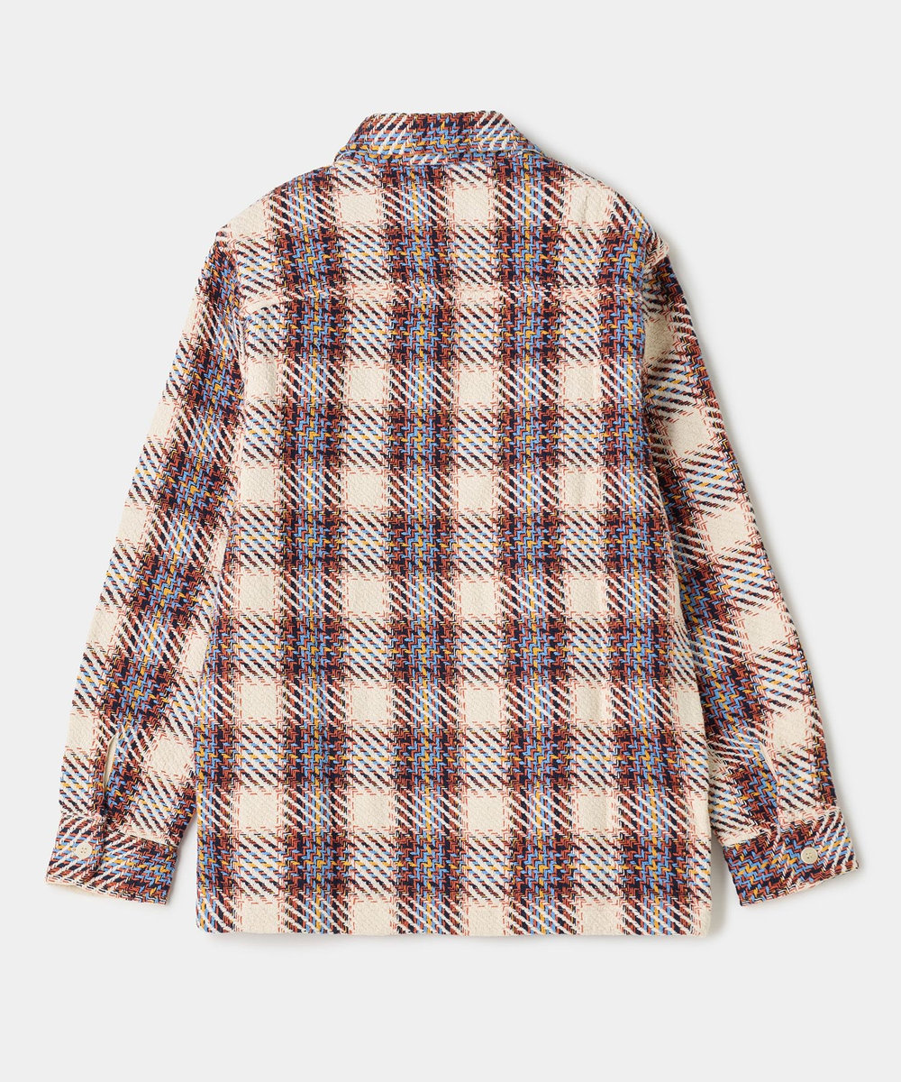 MEN'S BIGI wax london Whiting Ecru And Multicolour Bold Check Overshirt キナリ