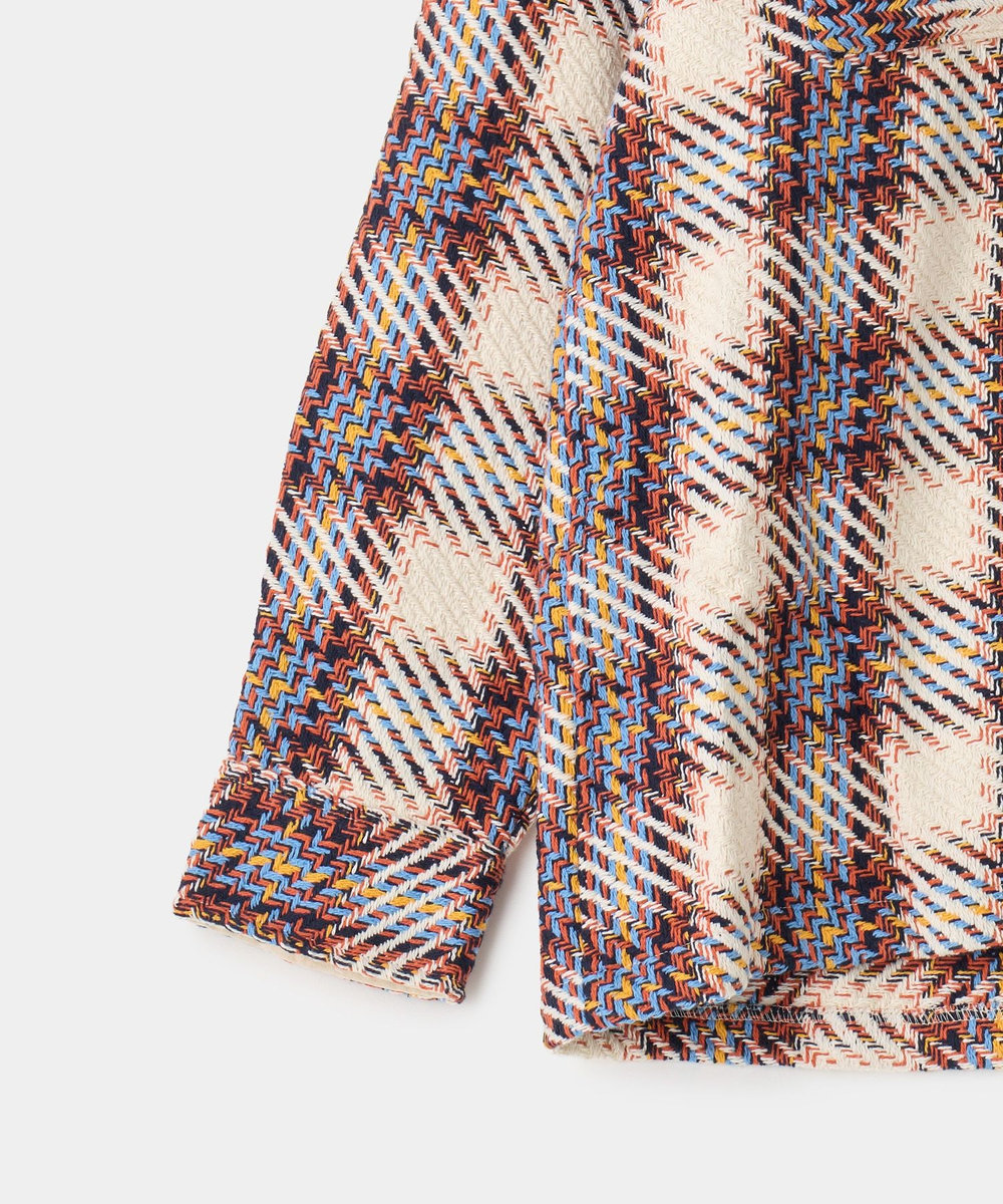 MEN'S BIGI wax london Whiting Ecru And Multicolour Bold Check Overshirt キナリ