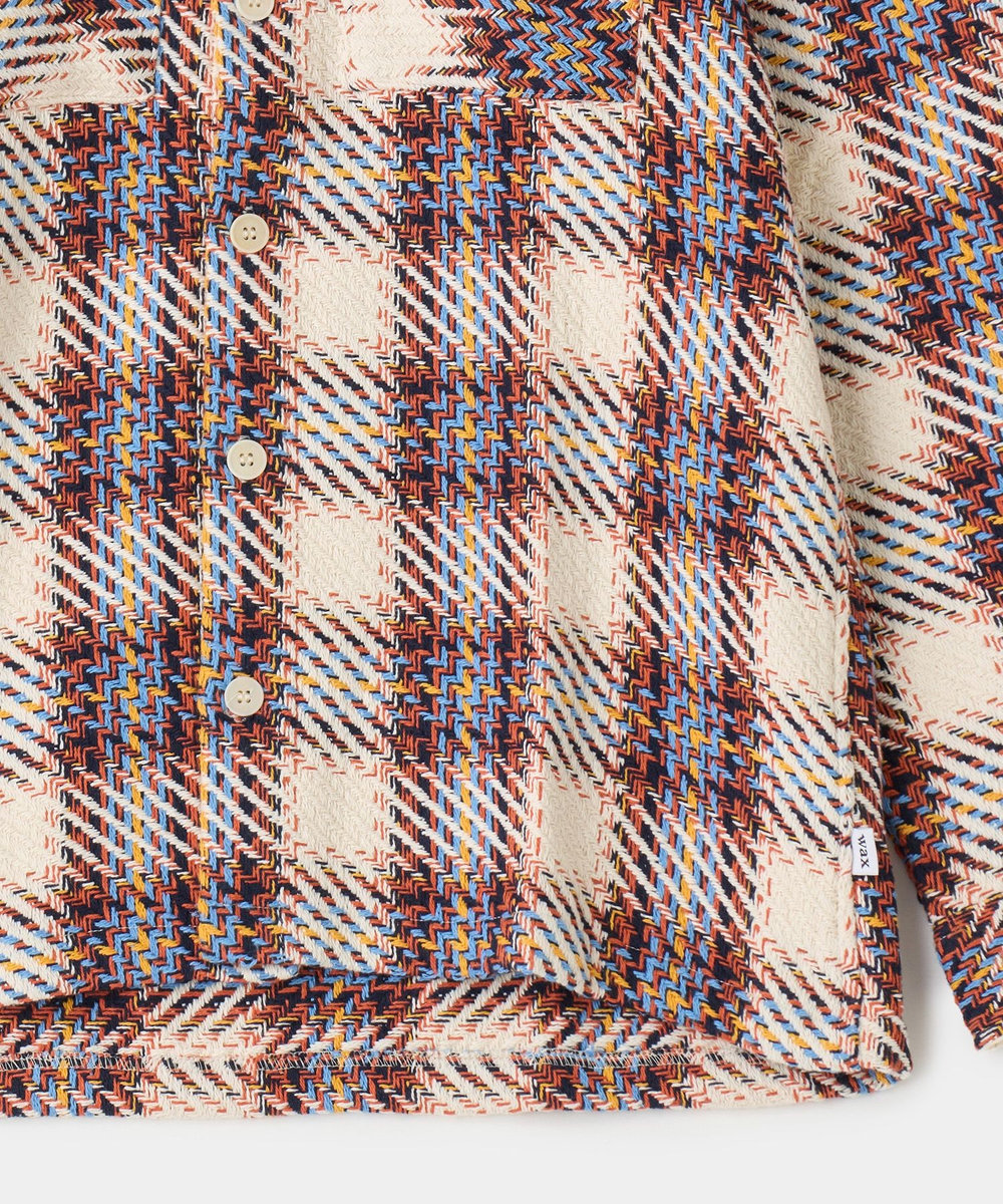 MEN'S BIGI wax london Whiting Ecru And Multicolour Bold Check Overshirt キナリ